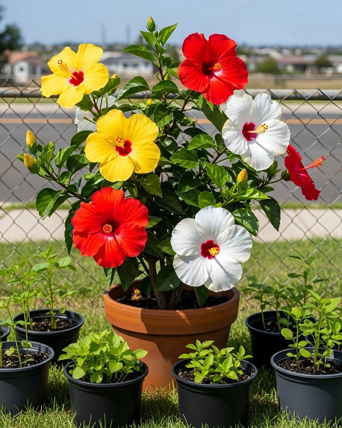 Multi Colour Hibiscus /gudhal Flowers Live Plant (pack Of - 1)